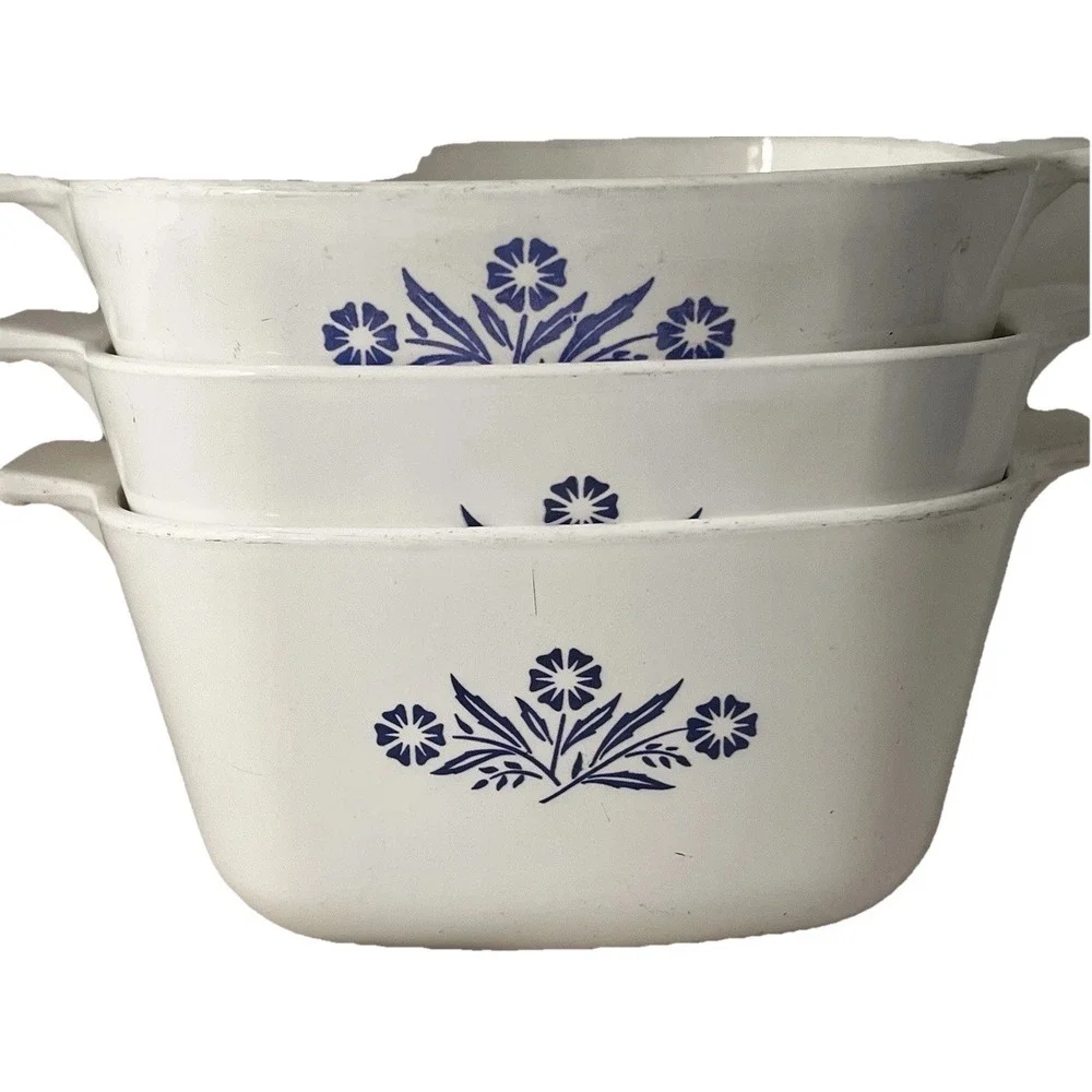 Corning Ware Blue Cornflower 1.75‎ Qt P-1 3/4-B Casserole Set 3
